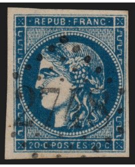 n°45Ca, Cérès Bordeaux, 20c bleu-foncé, Type II, oblitéré GC 2748 ORTHEZ - TB