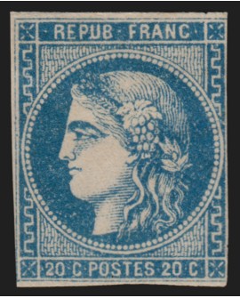 n°46B, Cérès Bordeaux, 20c bleu, Type III Report 2, neuf * avec charnière