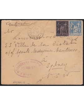 Sage n°89 + n°90 lettre pour Sydney, Nouvelle Galles du Sud, Australie - TB