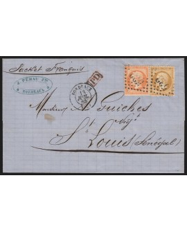 n°21 + 23, lettre de Bordeaux pour le SÉNÉGAL Saint-Louis, 1865 - TB