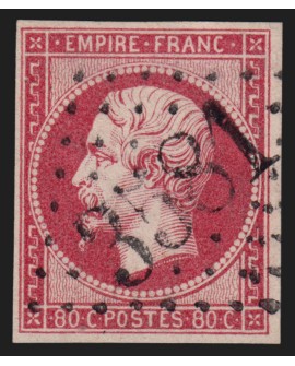 n°17B, Napoléon non-dentelé 80c rose, oblitéré GC 3581 Saint-Etienne - TB
