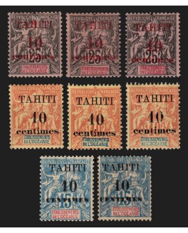 TAHITI 1903 - n°31/33 neufs * pour variétés de surcharge et/ou nuances - TB