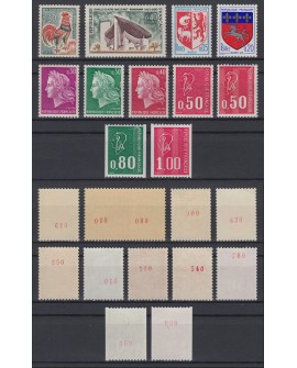 Lot de 11 timbres avec numéro rouge au verso, tous neufs ** sans charnière SUP