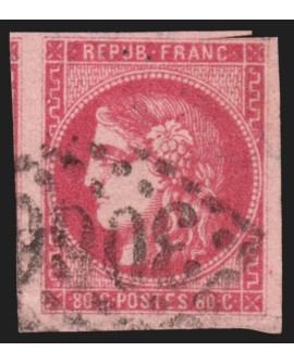 n°49, Cérès Bordeaux 80c rose, oblitéré, signé CALVES - B/TB