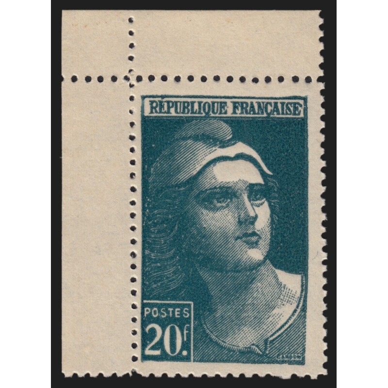 n°730a, Faux d'Italie, Marianne de Gandon 20fr vert, neuf ** sans charnière SUP n°730a, Faux d'Italie, Marianne de Gandon 20fr vert, neuf ** sans charnière SUP