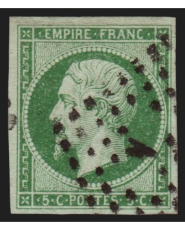 n°12c, 5c vert-foncé-sur-vert, Bureau de Paris A, signé SCHELLER - B/TB