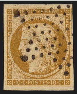 n°1, Cérès 10c bistre-jaune, oblitéré étoile de Paris, signé A.BRUN - TB