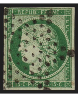 n°2b, Cérès 15c vert-foncé, oblitéré étoile de Paris - TB D'ASPECT