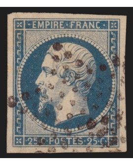 n°15, Napoléon 25c bleu, oblitéré étoile de Paris, signé CALVES - TB