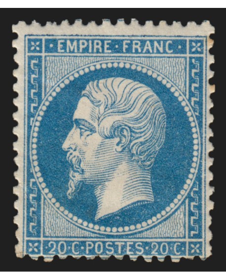 n°22, Napoléon 20c bleu, neuf * avec charnière forte - TB D'ASPECT