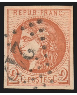 n°40B, Cérès Bordeaux 2c brun-rouge-pâle, oblitéré - TB