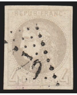 n°41B, Cérès Bordeaux 4c gris, oblitéré, signé CALVES - TB
