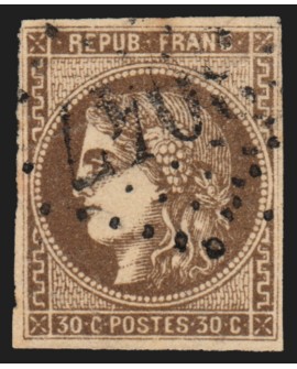 n°47e, variété "R relié", Bordeaux 30c brun, oblitéré, signé R.BLANC - B/TB