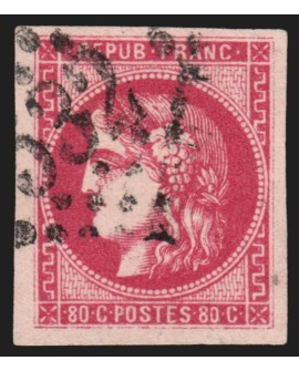 n°49, Cérès Bordeaux 80c rose, oblitéré - TB D'ASPECT