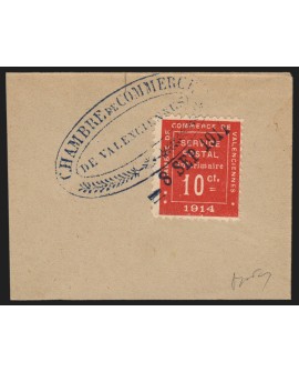 Timbres de Guerre, n°1, oblitéré Valenciennes 8 Septembre 1914 - Certificat