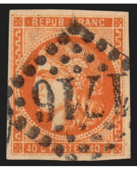 n°48, Cérès Bordeaux 40c orange, oblitéré GC 1716 Grenoble, signé CALVES - TB