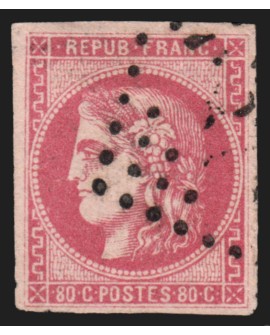 n°49, Cérès Bordeaux 80c rose, oblitéré, signé JF.BRUN - B/TB