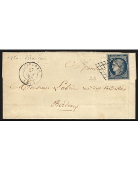 n°4, Cérès 25c bleu, oblitéré càd LESPARRE sur lettre pour Bordeaux 1850 - TB