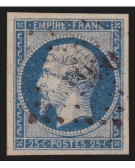 n°15, Napoléon non-dentelé, 25c bleu, oblitéré - TB