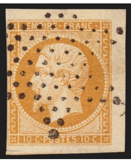 n°13A, coin de feuille, Napoléon 10c bistre, Type I, étoile de Paris - SUPERBE