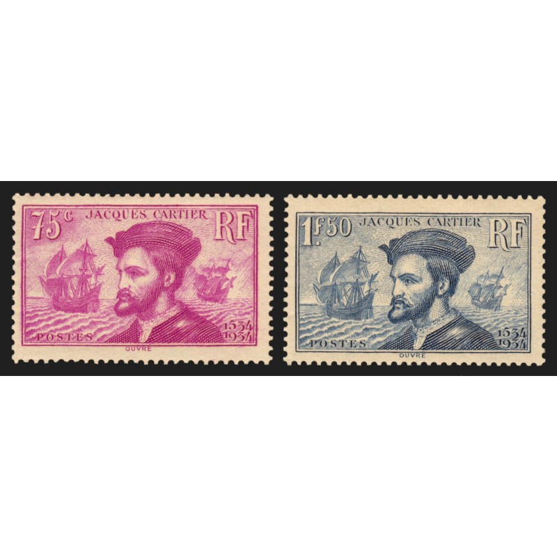 n°296/297, Jacques Cartier 1934, neufs ** sans charnière - TB n°296/297, Jacques Cartier 1934, neufs ** sans charnière - TB