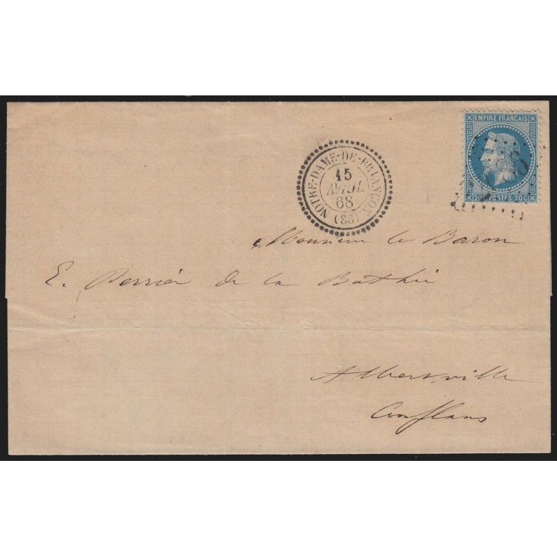 n°29A, oblitéré GC 2686 NOTRE-DAME-DE-BRIANÇON lettre pour Albertville - TB n°29A, oblitéré GC 2686 NOTRE-DAME-DE-BRIANÇON lettre pour Albertville - TB