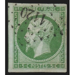 n°12, 5c vert, oblitéré PC 1120 DONZERE Drôme, indice 13, signé A.BRUN - TB