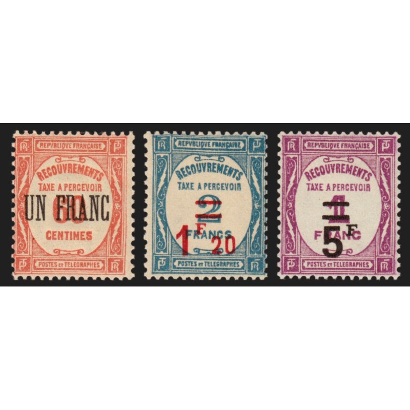 Timbres-Taxe n°63/65, série complète 1929, neufs ** sans charnière - TB Timbres-Taxe n°63/65, série complète 1929, neufs ** sans charnière - TB