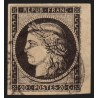 n°3, bord de feuille, Cérès 20c noir sur jaune, obl cachet à date - SUPERBE