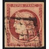 n°6, Cérès 1849, 1fr carmin, oblitéré grille noire - B/TB