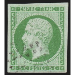 n°12, Napoléon non-dentelé, 5c vert, oblitéré, effigie bien dégagée - TB
