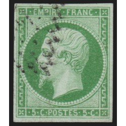 n°12, Napoléon non-dentelé 1854, 5c vert, oblitéré - TB