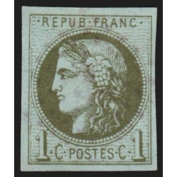 n°39A, Cérès Bordeaux 1c olive, Report 1, oblitération très légère - TB