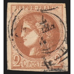 n°40B, Cérès Bordeaux, 2c brun-rouge, oblitéré cachet à date - TB - Certificat