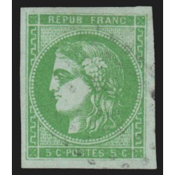 n°42B, Cérès Bordeaux, 5c vert-jaune, signé JF.BRUN et ROUMET - TB