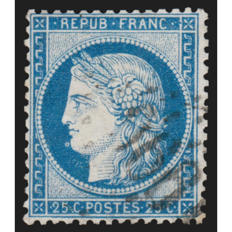 n°60B, variété "anneau-lune" au menton, Cérès 25c bleu, Type II - SUPERBE n°60B, variété "anneau-lune" au menton, Cérès 25c bleu, Type II - SUPERBE