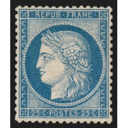 n°60C, Cérès 25c bleu, Type III, neuf (*) sans gomme - SUPERBE