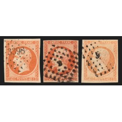 n°16, en 3 nuances de couleurs, Napoléon non-dentelé 40c orange - TB