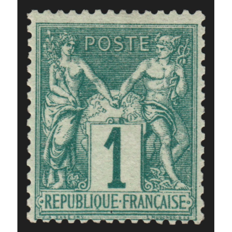 n°61, Sage 1c vert, Type I, neuf ** sans charnière, signé CALVES - TB n°61, Sage 1c vert, Type I, neuf ** sans charnière, signé CALVES - TB