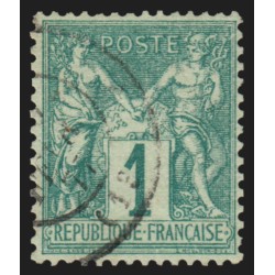 n°61, Sage 1c vert, Type I, oblitéré, signé CALVES - TB