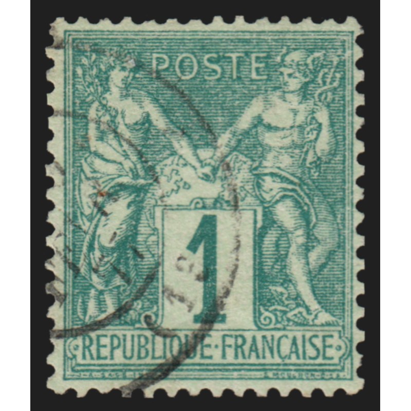n°61, Sage 1c vert, Type I, oblitéré, signé CALVES - TB n°61, Sage 1c vert, Type I, oblitéré, signé CALVES - TB