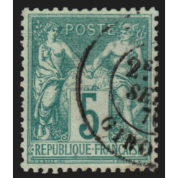 n°64, Sage 5c vert, Type I, oblitéré - SUPERBE