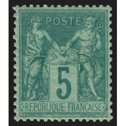 n°75, Sage 5c vert-sur-vert, Type II, neuf ** sans charnière - TB