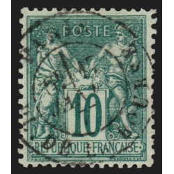 n°76, Sage 10c vert, Type II, oblitéré càd Paris Place de la Bourse - TTB