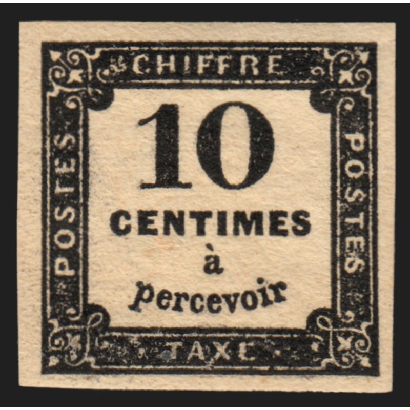 Timbres-Taxe n°2, 10c noir, Type I, neuf * avec trace de charnière - SUPERBE Timbres-Taxe n°2, 10c noir, Type I, neuf * avec trace de charnière - SUPERBE