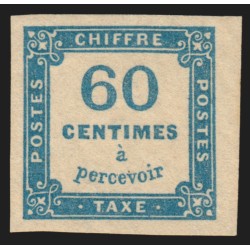 Timbres-Taxe n°9, bord de feuille, 60c bleu, neuf ** sans charnière - SUPERBE