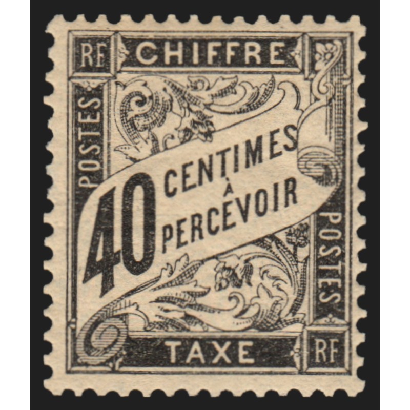 Timbres-Taxe n°19, Duval 40c noir, neuf ** sans charnière, signé JF.BRUN - B/TB