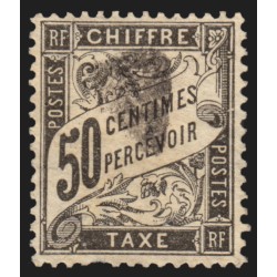 Timbres-Taxe n°20, Duval 50c noir, oblitéré - BEAU D'ASPECT