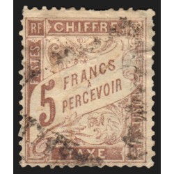 Timbres-Taxe n°27, Duval 5fr marron, oblitéré - BEAU D'ASPECT