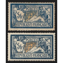 n°123, variété "papier crème" + normal Merson 5fr bleu, neuf * - B/TB